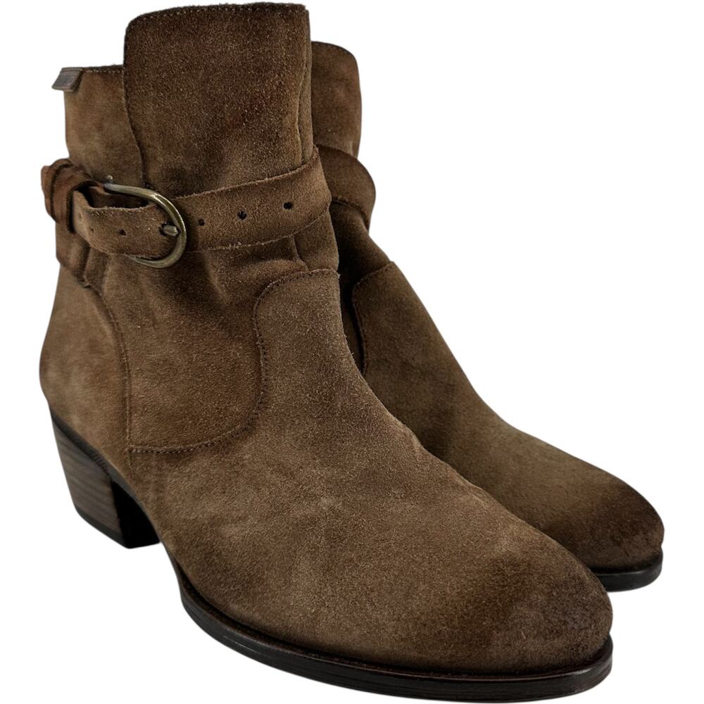 Pikolinos Baqueira Cowboy Ankle Zip Suede Boots Western Block Heel Tan 8.5 - Picture 2 of 7
